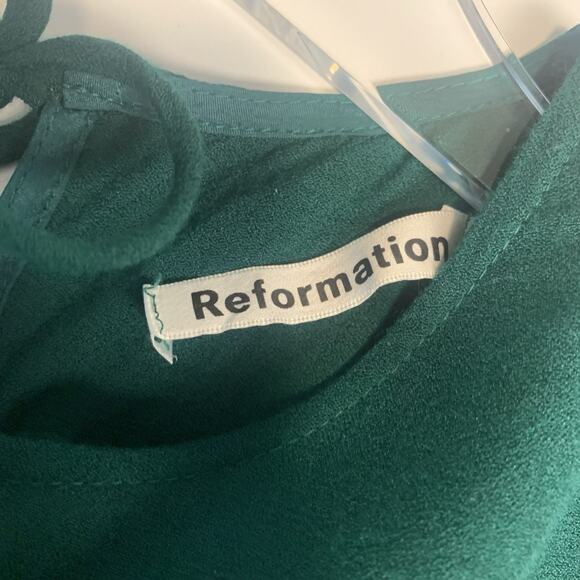 Reformation Mayer Jumpsuit Womens 6 Green Wide Leg Crop Open Back Crepe - Picture 9 of 13